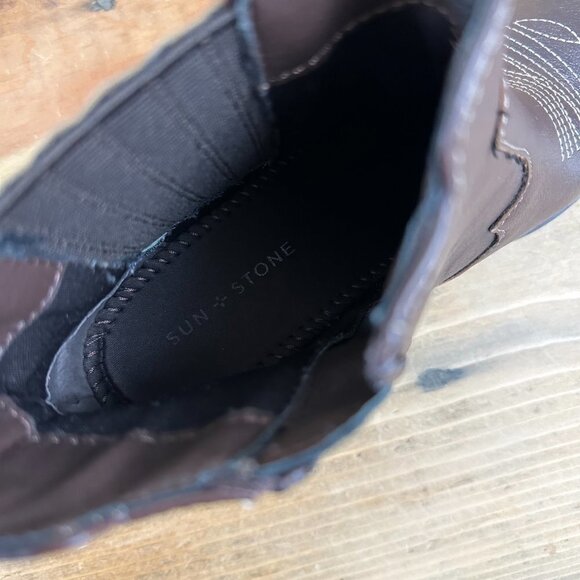 NWOT Sun + Stone Western Booties Brown‎ Cowboy 7 SS Grangerr - Picture 5 of 9